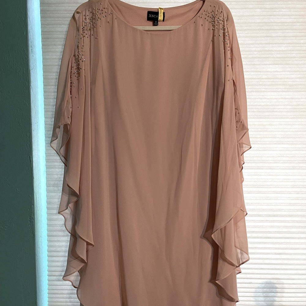 EUC Women’s XSCAPE size 12 blush colored cocktail dress